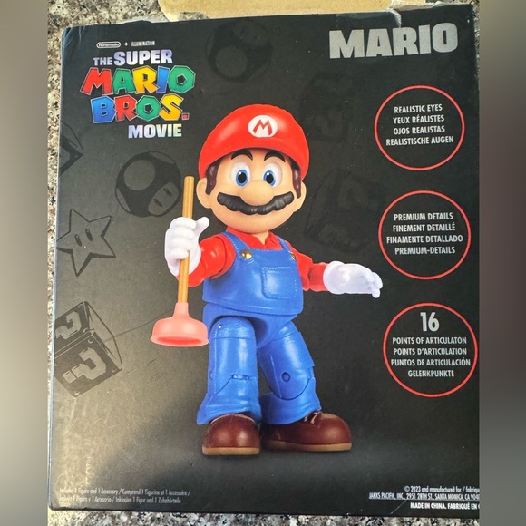 The Super Mario Bros Movie 5" Mario Articulated Figure 2023 Missing Plunger Toy - Picture 2 of 3